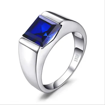 Naujas S925 gryno sidabro safyras vyrų žiedas populiarus juvelyrikos sterlingas sidabro žiedas vyrams
