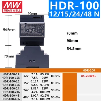 Originalus Tai Gerai, HDR-15 30 60 100 150 serijos DC 5V (12V 15V 24V 48V meanwell Slim DIN Bėgelio Modulis Maitinimo šaltinis