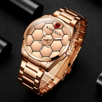 Naujas Auksinis Kvarcas Laikrodžiai vyriški Prabangūs Aukso Plieno Watchband Vandeniui Laikrodžius Vyrų Laikrodis Vyrų Mados Žiūrėti Reloj Hombre