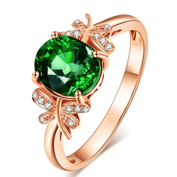 Rose aukso smaragdas brangakmenių green crystal Žiedai moterims femme bijoux deimantų jade anillos mujer mados prabangių papuošalų dovana