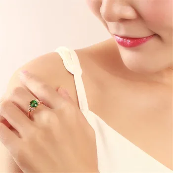 Rose aukso smaragdas brangakmenių green crystal Žiedai moterims femme bijoux deimantų jade anillos mujer mados prabangių papuošalų dovana