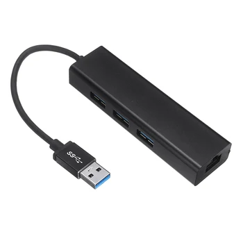 Pohiks 1pc Ethernet USB 3.0 RJ45 HUB Adapteris 1000Mbps Gigabit ethernet Tinklo plokštė Splitter 