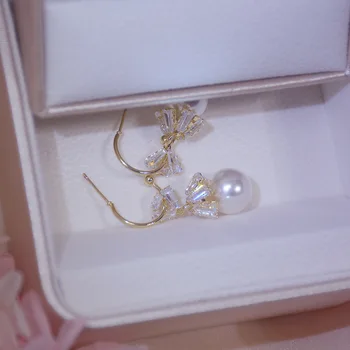 14 karatų tikru auksu padengtą mados papuošalų, kristalų auskarai moteris atostogų šalis elegantiški auskarai
