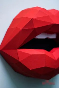 3D Popieriniai Raudonų Lūpų papercraft gyvūnų žaislai, namų dekoro, sienų apdaila Galvosūkiai Eductional 