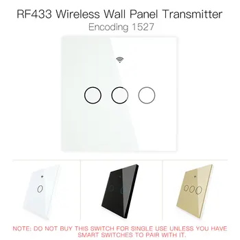 RF433 MHz Bevielis Sienos Stiklo plokštės Siųstuvas Jungiklis, Nuotolinio valdymo pultelis Dirbti su WiFi Smart Kontrolės Lipni Perjungti Imtuvą