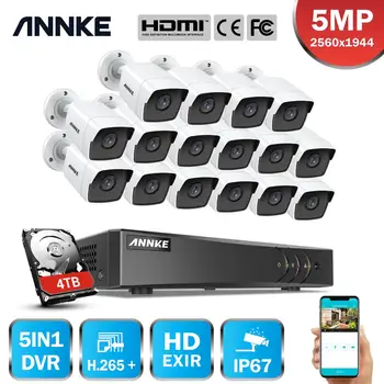 ANNKE H. 265+ 5MP Ultra HD 16CH DVR VAIZDO Apsaugos Sistemos 16PCS Lauko 5MP EXIR Naktinio Matymo Kamera, Vaizdo Stebėjimo Komplektas