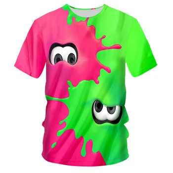 CJLM O Kaklo T Shirts Vyrų Mados Trumpą 3D Tee Marškinėliai Spausdinimas Animacinių filmų raudonos-žalios akys Vasaros Laisvalaikio Didelis Dydis Unisex marškinėliai