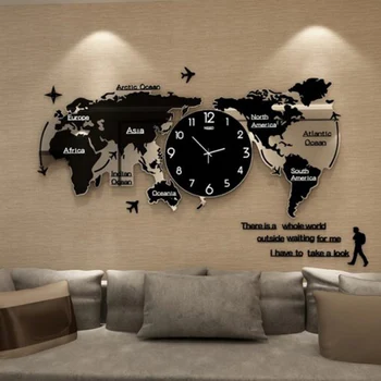 NAUJAS Pasaulio Žemėlapyje Sieninis Laikrodis Šiaurės šalių Šiuolaikinio Minimalistinio Dekoravimo Akrilo Namų Miegamojo, Biuro