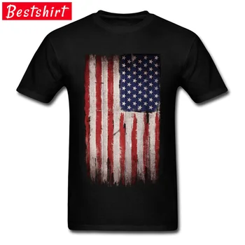 Derliaus Amerikos Vėliava Grunge T Shirt O-Kaklo Grynos Medvilnės Užsakymą Vyrų T Shirts 2018 est 