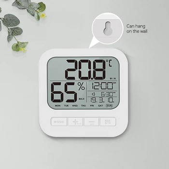 Nešiojamų Kelionės Skaitmeninis Laikrodis-Žadintuvas su Termometras su Drėgmėmačiu Vaiko Kambario Šiltnamio efektą sukeliančių Temperatūros, oro Drėgmės Matuoklis