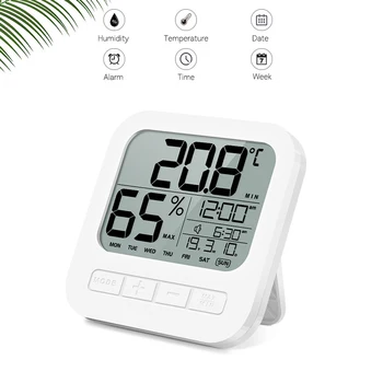 Nešiojamų Kelionės Skaitmeninis Laikrodis-Žadintuvas su Termometras su Drėgmėmačiu Vaiko Kambario Šiltnamio efektą sukeliančių Temperatūros, oro Drėgmės Matuoklis