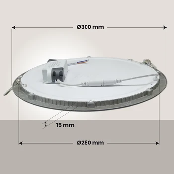 LED ATOMANT®24W 2200LM 280mm Skydelio LED Downlight apvalus rėmo sidabro plokštelės A ++ žibintai Downlight embedded lubų