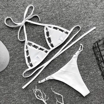 UK Moterų Paminkštinta Push-up Apynasrio Trikampis Bikini Liemenėlė Nustatyti Thong Tuščiaviduriai Iš Brazilijos maudymosi kostiumėlį, Maudymosi Kostiumą, maudymosi Kostiumėliai Paplūdimio