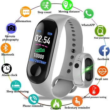 M3 Skaitmeninės Juostos Fitness Tracker Smart Apyrankę Širdies Ritmo Monitorius Laikrodžiai Vandeniui Sporto Apyrankė Vyrams, Moterims, Smart Žiūrėti