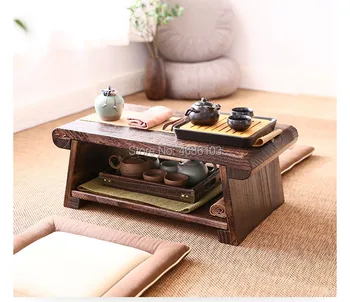 Neoklasikinis Japoniško stiliaus Sulankstomas staliukas Paulownia medienos Arbatos stalo Plūduriuojantis Langą Lentelė Maži Arbatos Tatamio Lentelė Namų ūkio
