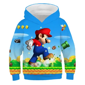 Mario spausdinimo vaikų patenka hoodie bamblys berniukų ir mergaičių atsitiktinis marškinėlius prekės vaikams gatvės drabužiai ilgomis rankovėmis hoodie viršų