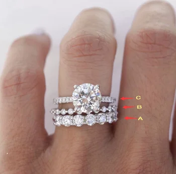 Amžinas 925 Sterlingas Sidabro piršto žiedai nustatyti 2c Turas Imituoti Deimantų Vestuvių Akmuo Sužadėtuvių Žiedai Moterų Papuošalai