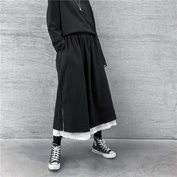 2020 M. Rudenį Moterų Kelnes Elastinga Juosmens Tiesiai Prarasti Negabaritinių Kelnes Gotikos Streetwear Owen Tamsiai Gotikos Kelnių Femme Japonija Stilius