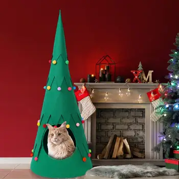 2020 Kalėdų eglutės Formos Kačių ir Šunų Namas Minkštas Jaukus, Sulankstomas Žiemą Šilta Katytė Urvas Gyvūnų Mažylis Miega Kilimėlis Lova Naujųjų Metų Dovanos
