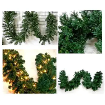 2.7 M Green Christmas Garland Vainikas Kalėdos Namuose Šalis Kalėdinė Dekoracija Namuose Pušies Medžio Rotango Kabantys Papuošalai Navidad