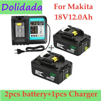 18V12Ah Įkrovimo Baterija (akumuliatorius 12000mah Li-Ion Baterijos Pakeitimas Galios Akumuliatorius MAKITA BL1880 BL1860 BL1830+3A Įkroviklis