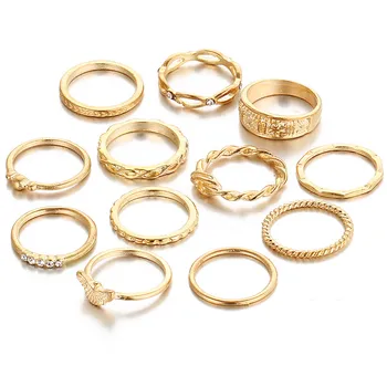 CC Žiedai Moterims 12pcs Piršto Žiedą Nustatyti Šalies Fine Jewelry Punk Karka Bijoux Bohemijos Paprastos Konstrukcijos Lašas Laivybos Naujas YH702
