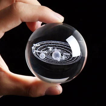 Lazeriu Graviruotas Saulės Sistemos Ball 3D Miniatiūrų Planetų Modelis Srityje Krištolo Rutulį Namų Dekoro Priedai Decoracion Hogar