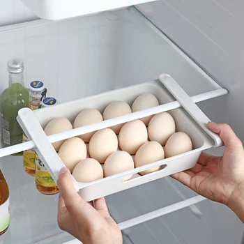 1Pcs Nešiojamą Šaldytuvą Laikymui Lauke Balta Virtuvė Kiaušinių Dėžutėje Šaldytuve, Daržovių ir Plastikinių Kiaušinių Laikymo Dėžutė Namų Virtuvės Įrankis