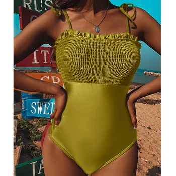 Vientisos spalvos Plonas vientisas Moterų maudymosi kostiumėlį, Vasaros baseinas Paplūdimys Brazilijos Thong Seksualus maudymosi Kostiumėliai, Push-up Bikinis Biquini 2021