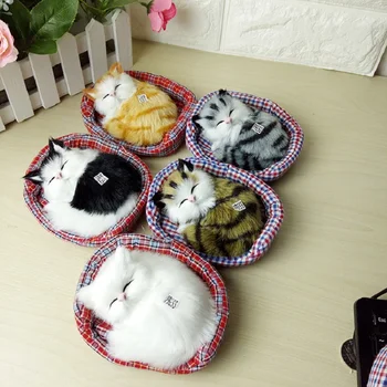 Karšto parduoti mielas realiame gyvenime miego Katės pliušiniai žaislai cute kačių, lėlės gali miau Vaikų dienos dovana Gimtadienio proga