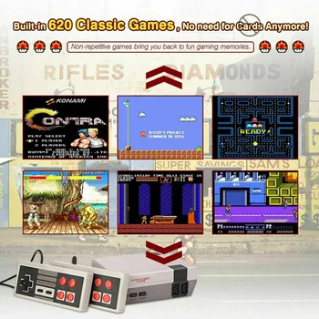 Retro Klasika Vaizdo Žaidimų Konsolės, AV Išėjimas Mini NE Konsolės 620 1 Built-in Prijungti ir Žaisti Vaizdo Žaidimus, 2 Kontroleriai vaikams