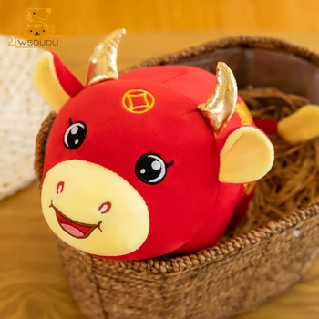 2021 Mielas Karvių Laimingų Naujųjų Metų Pliušinis Kimštiniai Žaislai, Minkšti Gyvūnų Lėlės Bull Festivalis Kinijos Laimingas Skaičius Animacinių Filmų Palaiminti Dekoro Dovanos