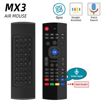MX3 MX3-L Apšvietimu Oro Pelės Universalus Pažangaus Voice Nuotolinio Valdymo 2.4 G RF Belaidė Klaviatūra, skirta 