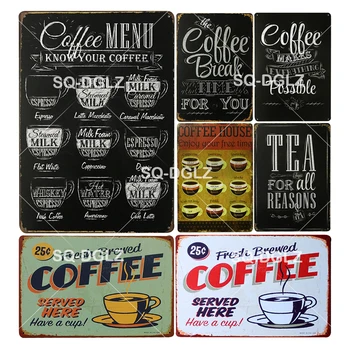 [SQ-DGLZ]Karšto Kavos MENIU Žinoti Savo Kavos Metalo Pasirašyti Derliaus Metalo Plokštės Kavinė Baras Klubo Namų Sienų Dekoras Alavo Ženklai Retro Plokštelė