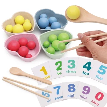 Rankų judesių Koordinavimą Mokymo Įrašą Karoliukai Skaitmeninis Operacija Spalvų Pažinimo Mediniai Montessori Anksti Švietimo Žaislas Vaikams