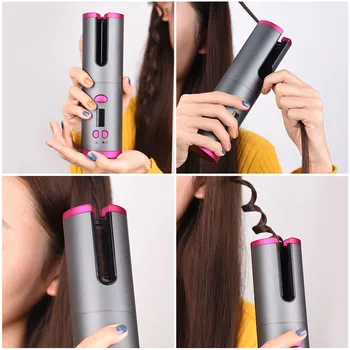 Automatinis Hair Curler USB Įkrovimo Auto Garbanoti Geležies Garbanos, Bangos LCD Ekranas Keramikos Garbanotas Plaukų Formavimo Priemonės
