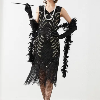 Moterų Flapper Suknelės Plius Dydžio Derliaus 1920 Gatsby Įkvėpė Suknelė su Kutais China Zawalcowany už Šalies Prom