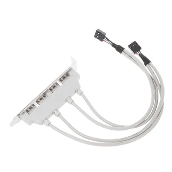 Nauji Karšto USB 2.0 4 Port Galinis Skydelis PCI Laikiklis su Dviguba 9-Pin motininės Plokštės Antraštė Kabelis