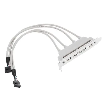 Nauji Karšto USB 2.0 4 Port Galinis Skydelis PCI Laikiklis su Dviguba 9-Pin motininės Plokštės Antraštė Kabelis