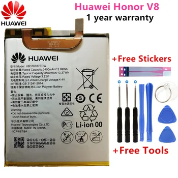 Hua Wei Originalios Telefonų Baterijos HB376787ECW Už Huawei Honor V8 3500mAh Pakeitimo Baterijas Nemokamai Įrankiai