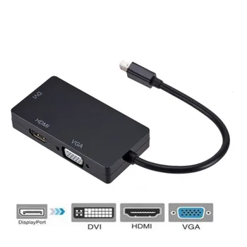 1080P 3 1. Mini Display Port/DP-VGA/HDMI/DVI Adapteris, skirtas 