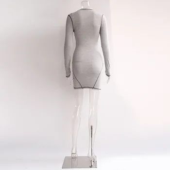 Joskaa rudenį naujų kietosios linijos dizainas pasėlių viršų O-kaklo Judesių Suknelė ilgomis Rankovėmis sexy juosmens Atsitiktinis Sporto Drabužiai moterų suknelė
