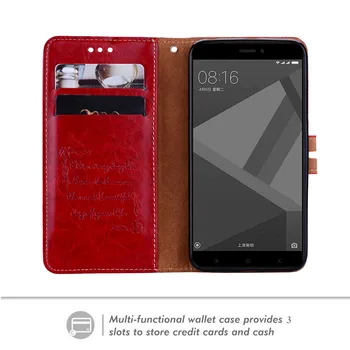 4X Atveju Xiaomi Redmi 4X Flip Case Cover Už Redmi 4X 5.0 colių Minkštos TPU Odos Piniginės 