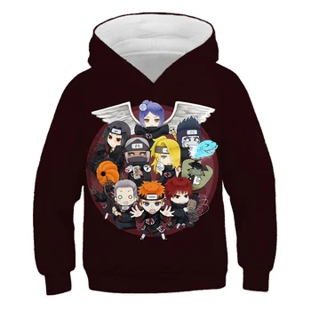 4 Iki 14 Metų Vaikams Hoodies Naruto 3D Atspausdintas Uzumaki Hoodie Palaidinukė berniukų, mergaičių Anime Streetwear Striukė Kailio Drabužiai Vaikams