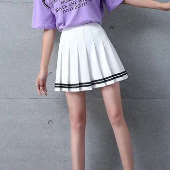Moterų Klostuotas Trumpas Sijonas Lolita Stiliaus Harajuku Kawaii Saldus, Dryžuotos Kelnės, Mini Mielas Mokyklines Uniformas Saia Faldas Ponios Jupe