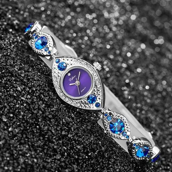 Prabanga Moterų Apyrankės, Laikrodžiai Papuošalai Diamond Mėlyna Raudona Ponios Atsitiktinis Laikrodis Plieno, atsparus Vandeniui Moterų Laikrodis relogio feminino