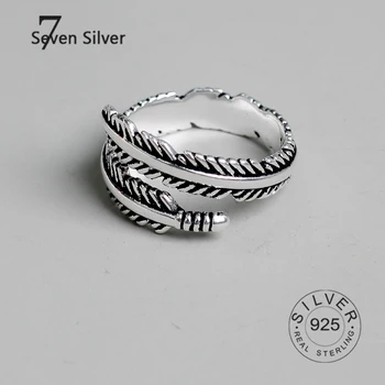 Nekilnojamojo 925 sterlingas sidabro Plunksna Žiedai, Moterų Nuotakos Vestuvių fine Jewelry Reguliuojamo Dydžio Piršto Žiedai dovana