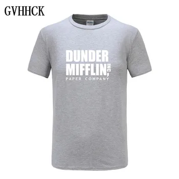 Nauja Įmonė Marškinėliai Vyrams trumpomis Rankovėmis Biuro TV Šou Dunder Mifflin Popieriaus T-Shirt Įgulos Kaklo Tee Marškinėliai Moterų Plius Dydis
