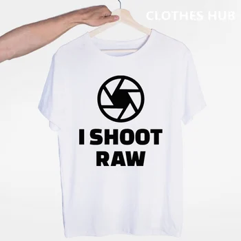 Aš Fotografuoti RAW Foto Fotografas Kamera T-shirt O-Kaklo trumpomis Rankovėmis, Vasaros Atsitiktinis Mados Unisex Vyrų Ir Moterų Marškinėlius