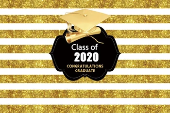 Aukso Juostelėmis Klasės 2020 Sveikiname Absolventas, Bakalauro Bžūp Plakatas Portretas Fone Fotografijos Backdrops